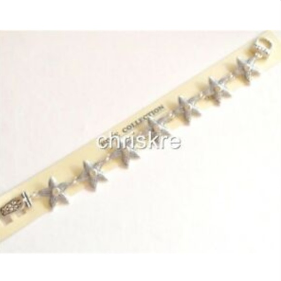 Silver Starfish Charm Bracelet Crystal Sea Life - Picture 7 of 7